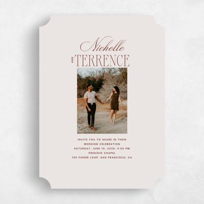 Grey Ticket Wedding Invitation - Solange Photo