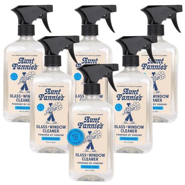 Aunt Fannie's Glass & Window Cleaning Vinegar Spray, Natural Streak-Free Glass and Window Cleaner, 16.9 Ounces (Pack of 6), Packaging May Vary