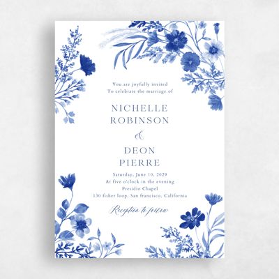 Cobalt, Blue Wedding Invitation - Viva Portrait