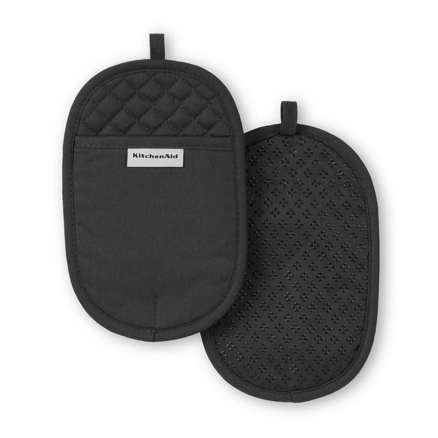 KitchenAid Asteroid Oval Pot Holders 2-Pack, Black