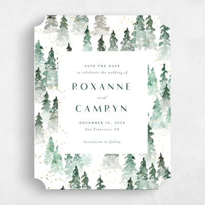 White Ticket Wedding Save the Date - Spruce Portrait Foil