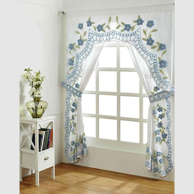 Better Trends Bloomfield Collection is Super Soft and Light Weight in Floral Design 100% Cotton Tufted Unique Luxurious Machine Washable Tumble Dry, Valance, Blue
