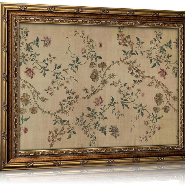 Vintage gold framed Floral Vine wall art Retro Beige Botanical Painting Canvas Prints Elegant Antique Flower French Leaf Wall Decor for Farmhouse Bedroom Living Room Home Decration 9x11in