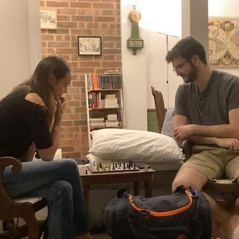 Brian reintroduced Priscilla to Chess and the two of us are fairly matched!