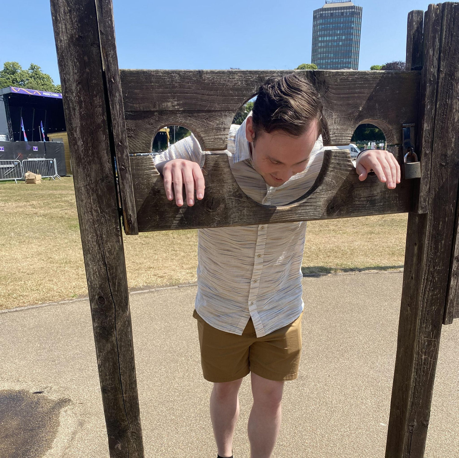 Remy finally had enough of Michael's jokes and put him in the stockade at castle in Wales. 2023