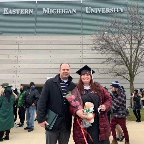 Celebrating Kristyn's graduation day from her MA program at EMU.