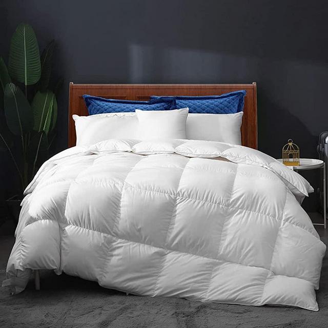 APSMILE Lightweight Goose Down Comforter King Size Cooling Duvet Insert - Ultra-Soft Egyptian Cotton, 750+ Fill Power 39oz Thin Bed Comforter for Warm Weather/Hot Sleepers, 106x90, Solid White