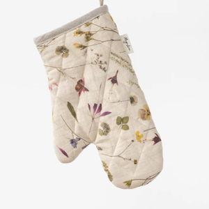 Linen Oven Mitt in Botanical Print | MagicLinen