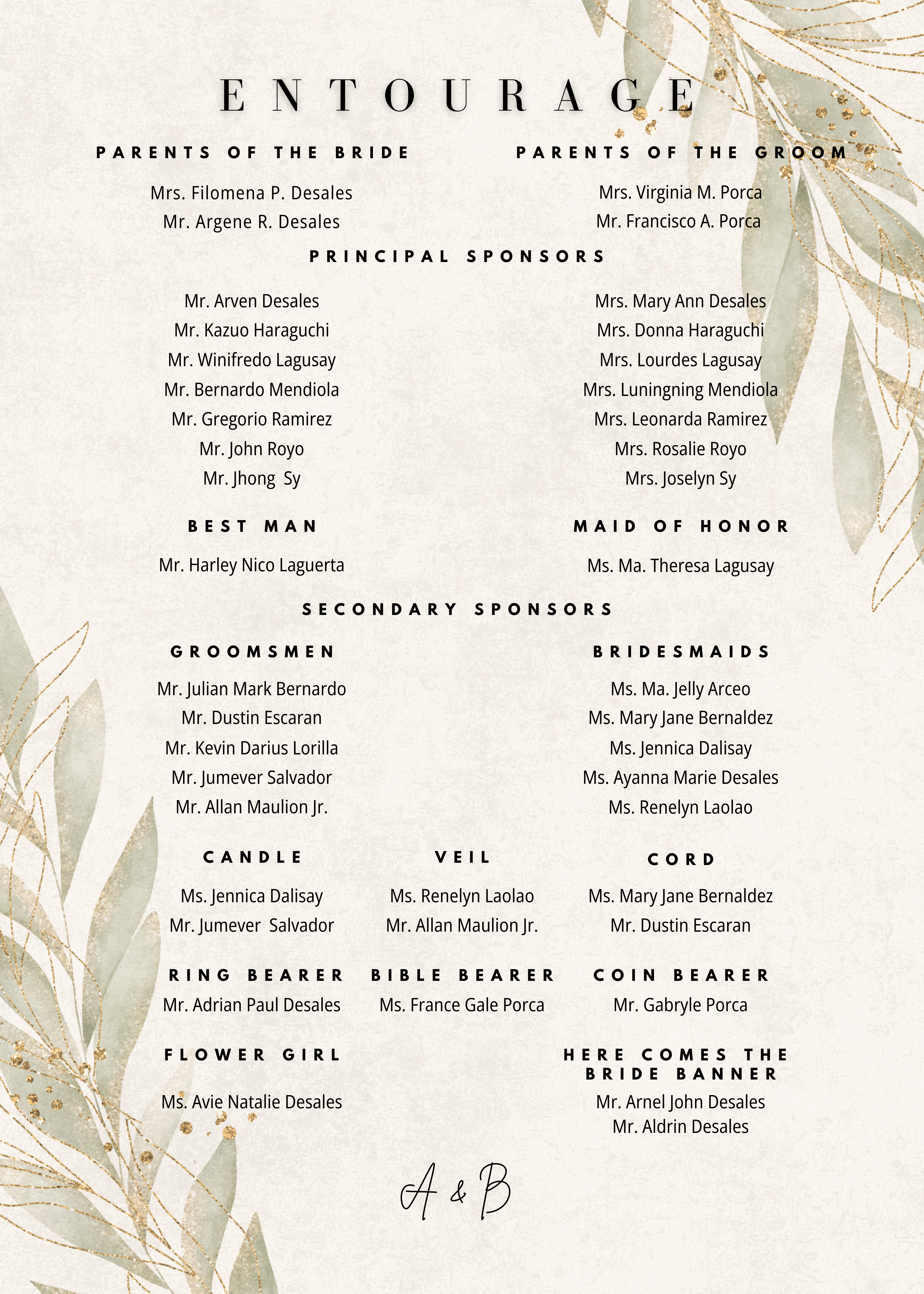 The Wedding Website of Angelica Desales and Francis Bryl Porca