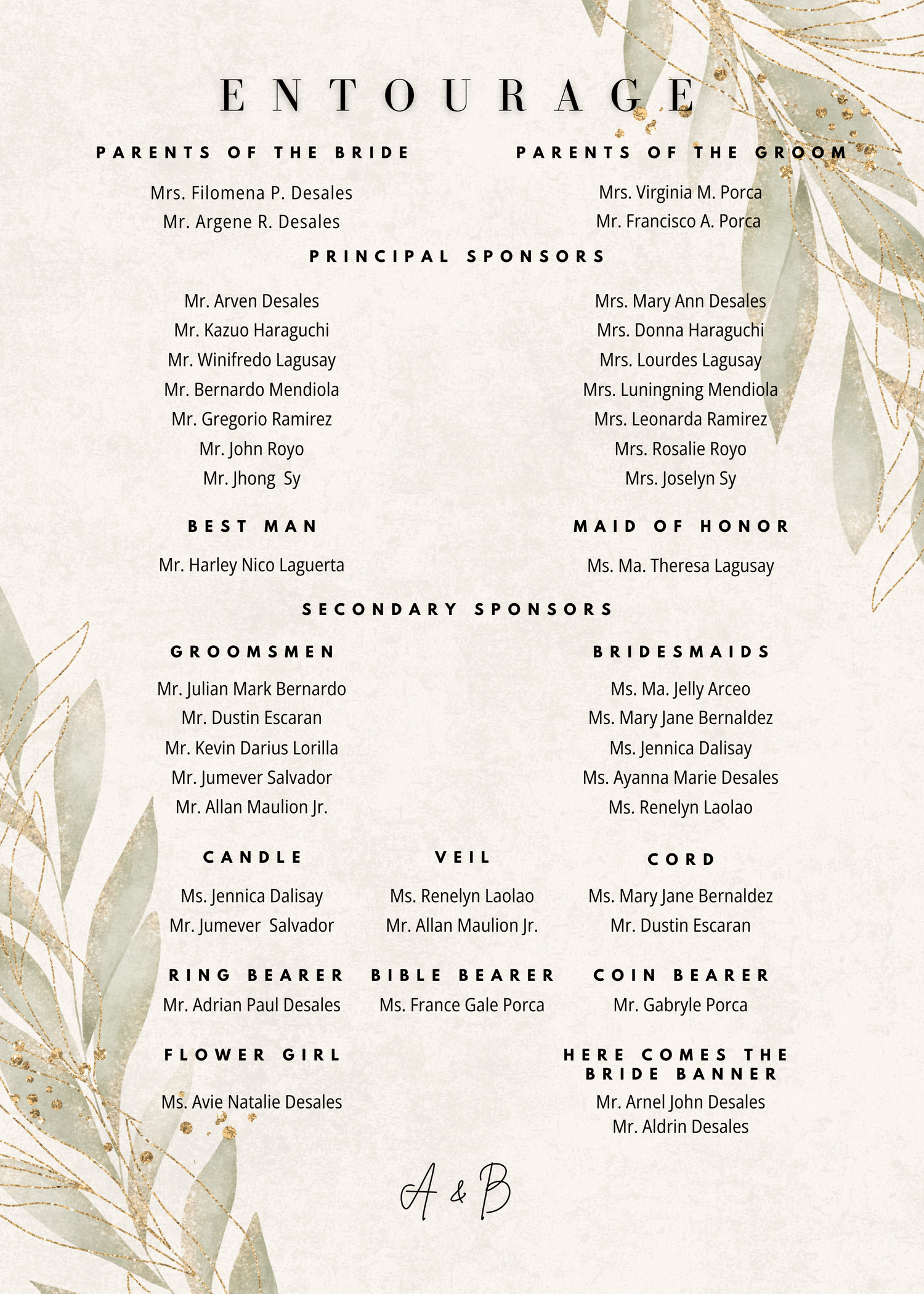 The Wedding Website of Angelica Desales and Francis Bryl Porca