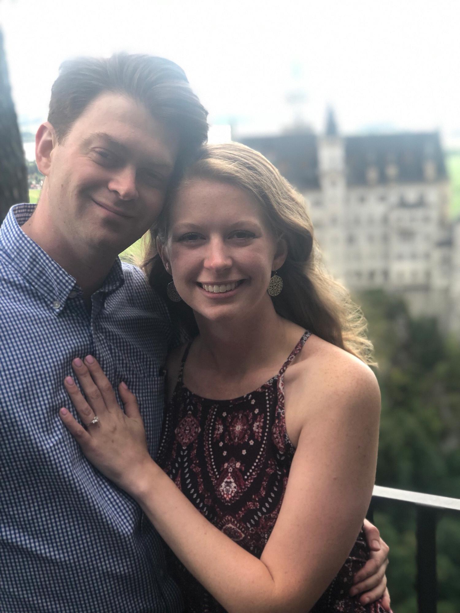 Moments after the proposal at Neuschwanstein