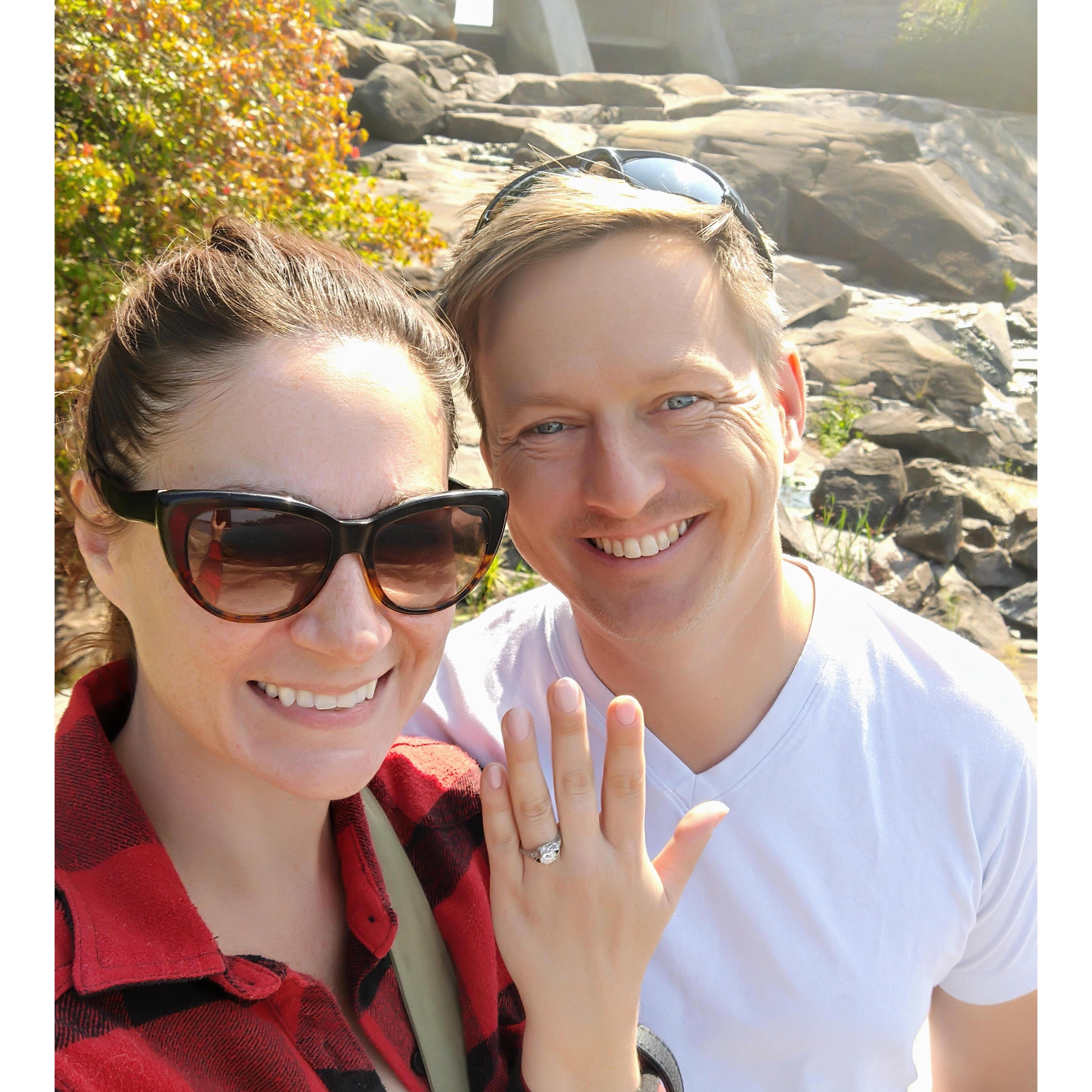 Kenton's proposal, on our trip to Nestor Falls, Ontario in late summer 2021.