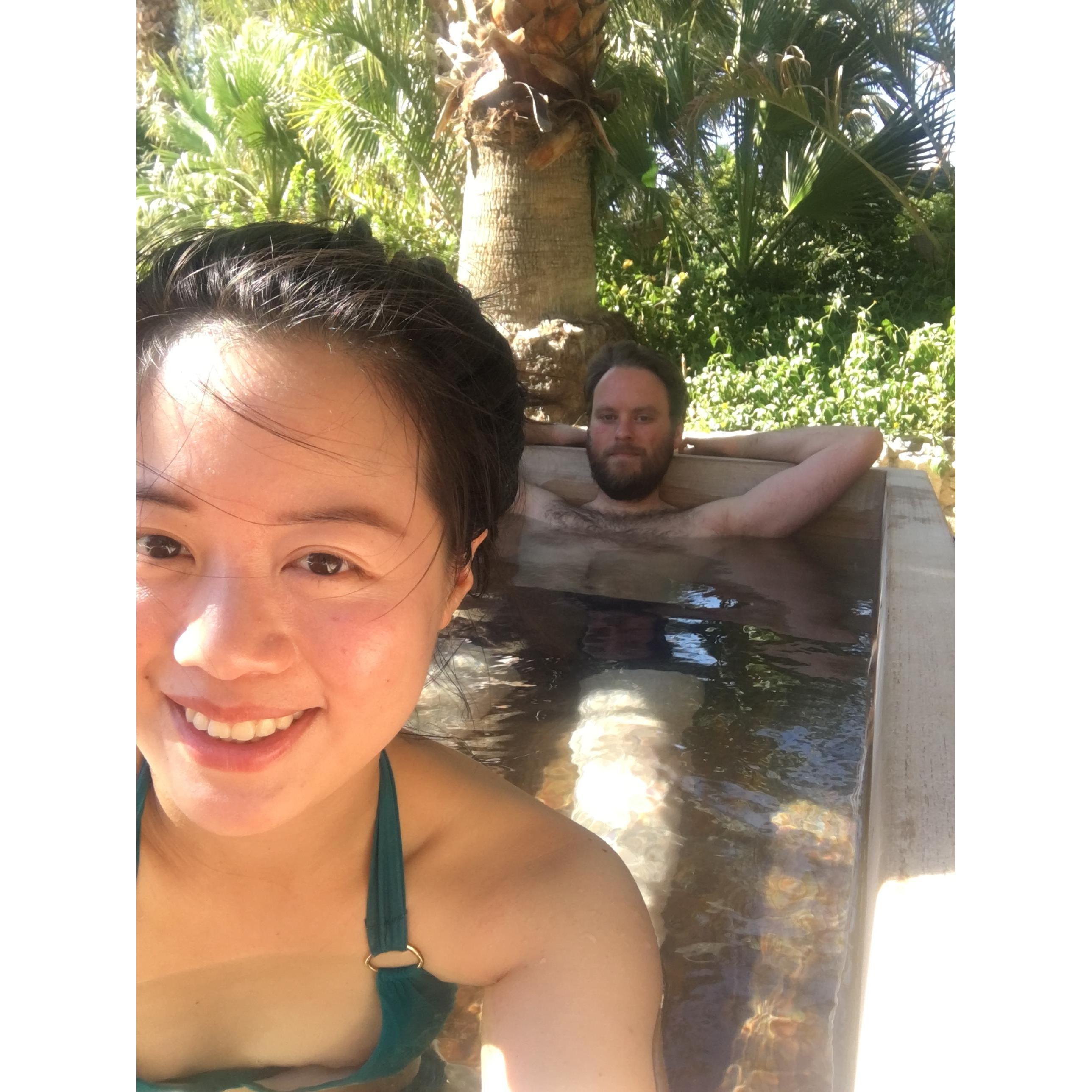 Relaxing at our favorite spa in Palm Spring!