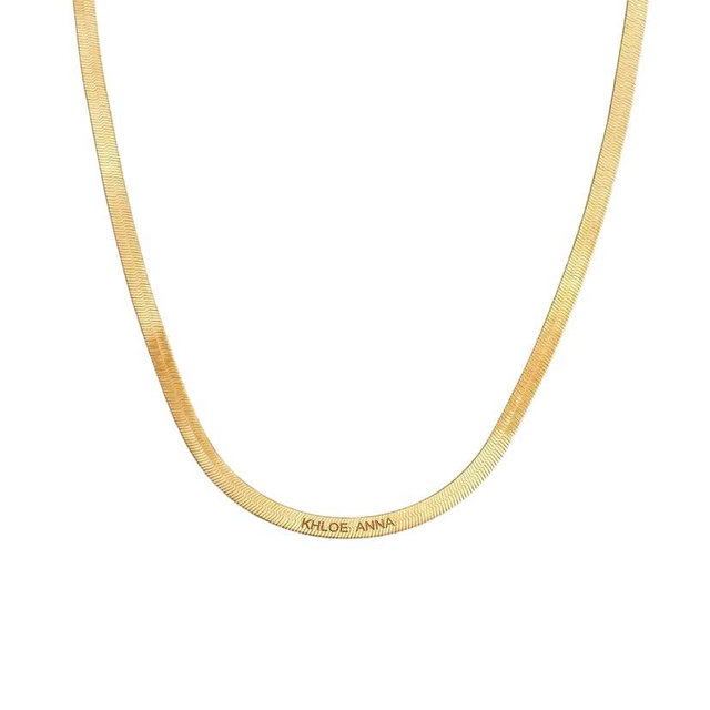 OAK & LUNA - Personalized Slim & Wide Herringbone Necklace with Custom Inscriptions - Designer Gift for Her, Women - Dainty Jewelry for Christmas, Mother's Day, Birthday