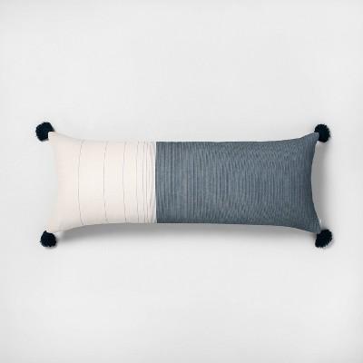 Oversized Colorblock Lumbar Throw Pillow Taupe/Navy - Hearth & Hand™ with Magnolia