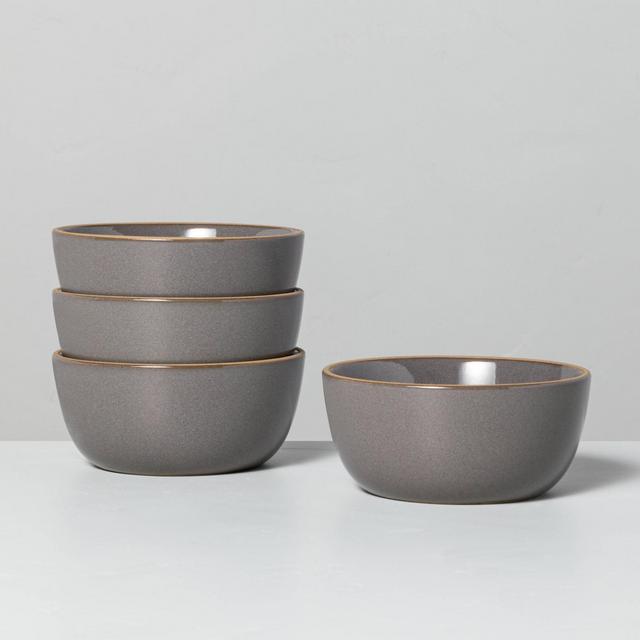 4pk Stoneware Exposed Rim Mini Bowl Gray - Hearth & Hand™ with Magnolia