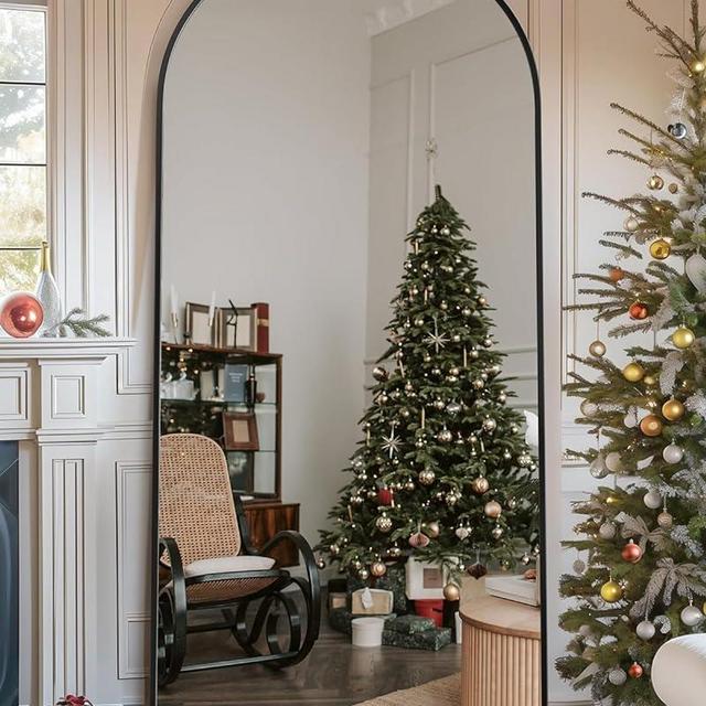 Suidia Full Length Mirror,76"x34" Floor Mirror Freestanding Floor Standing Mirror, Full Body Mirror with Stand for Bedroom, Hanging Mounted Mirror for Living Room Cloakroom, Black