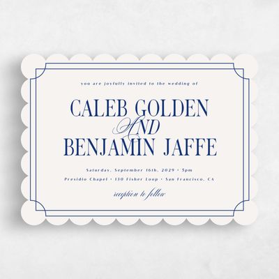 Beige Scalloped Wedding Invitation - Cato Landscape
