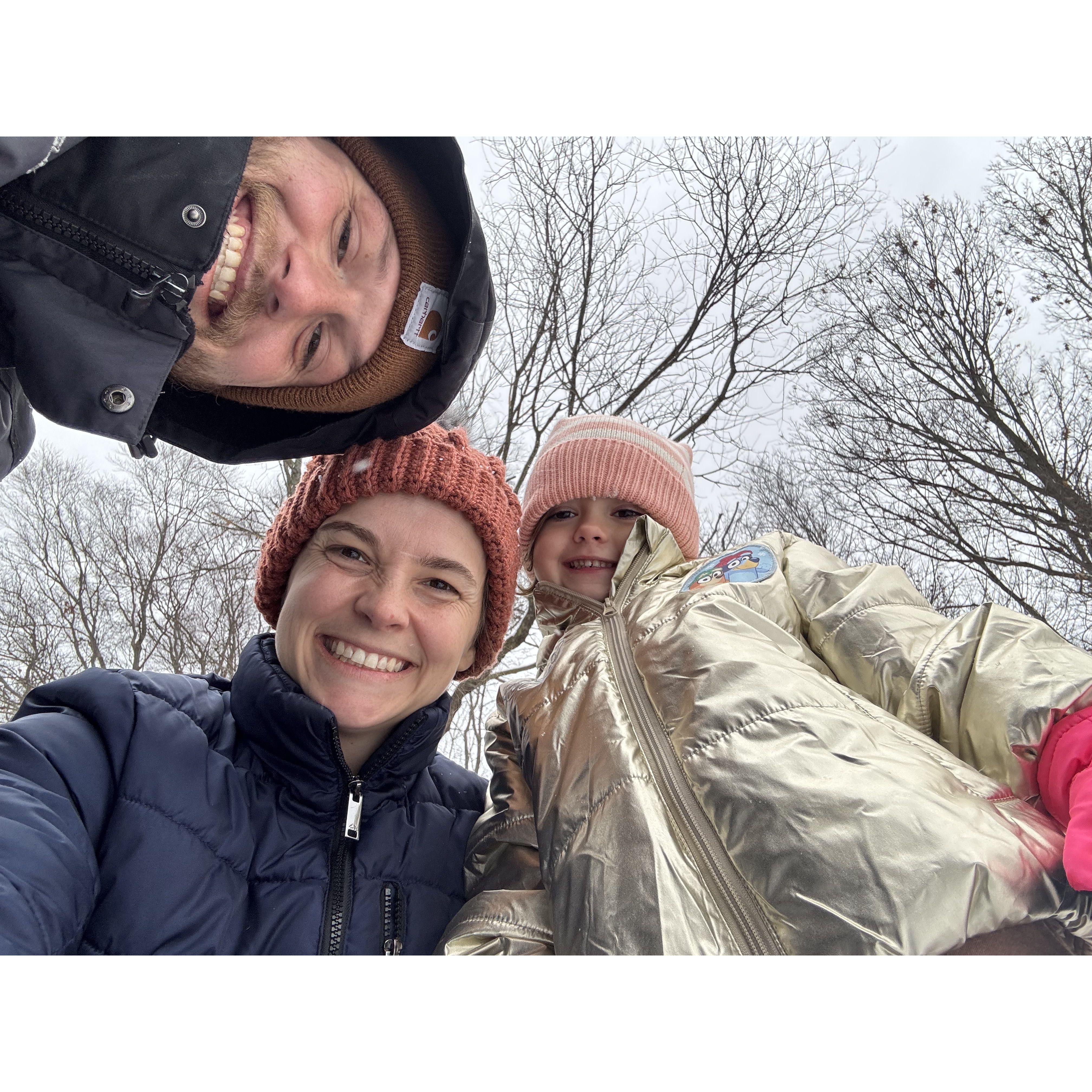 A Michigan snow visiting family.
