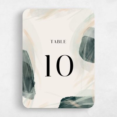 Green Rounded Wedding Table Number - Staton
