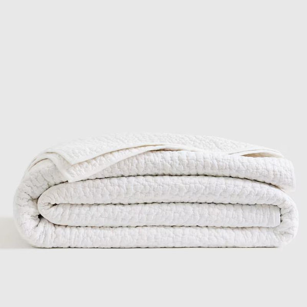 Organic Cotton Hand Stitched Quilt - White, King/Cal King