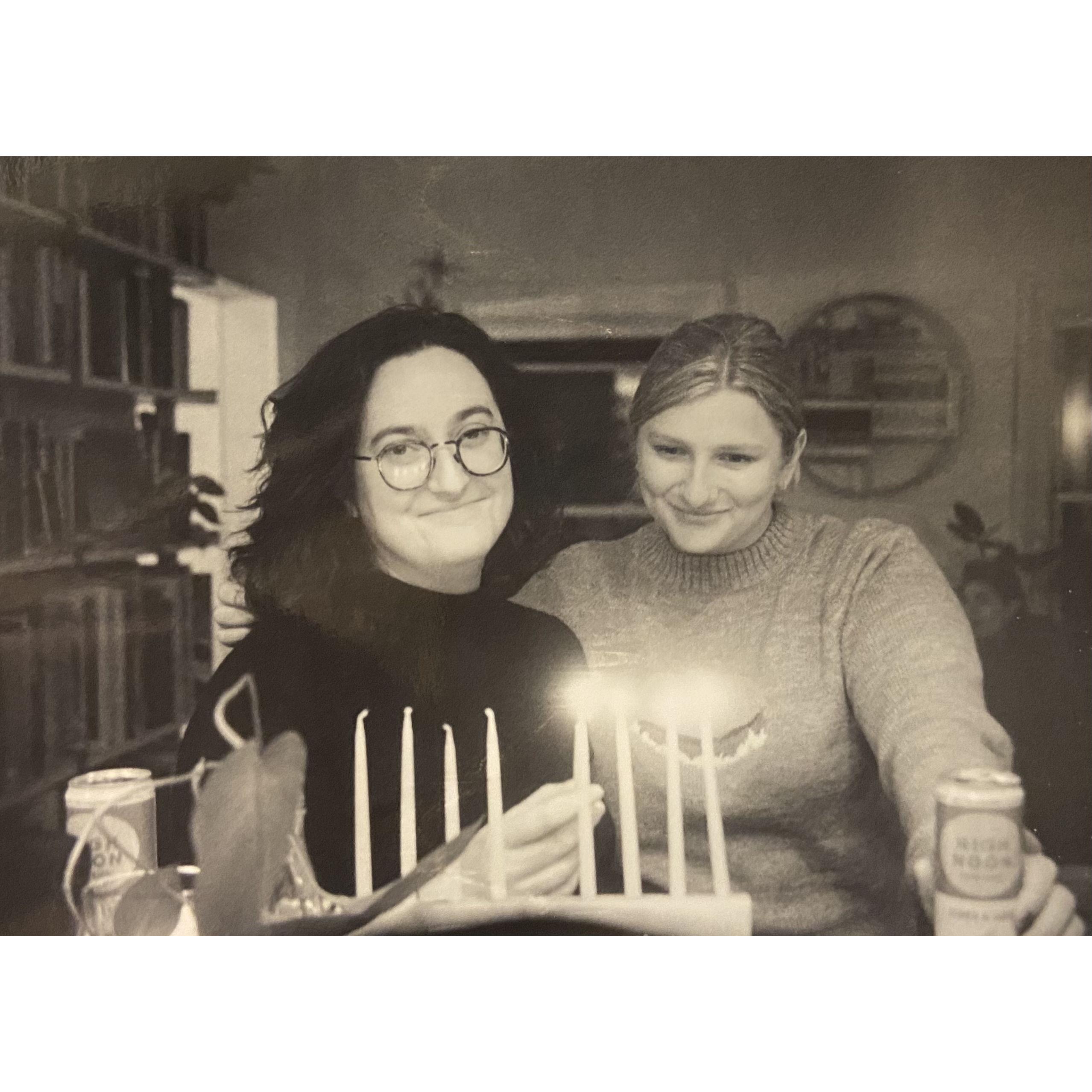 A snap from our annual Hanukkah party. Not pictured: Twenty pounds of potatoes.