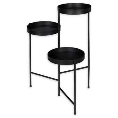 Kate and Laurel Finn Tri-Level Plant Stand in Black