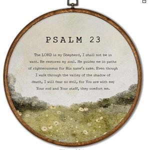 BEZBEX Psalm 23 Wall Art, Christian Gifts, Inspirational Christian Bible Verse Round Canvas Prints Wall Art, Hanging Decor for Office Bedroom Living Room, 10x10inch -20