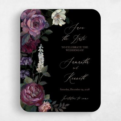 Black Rounded Wedding Save the Date - Mystic Portrait