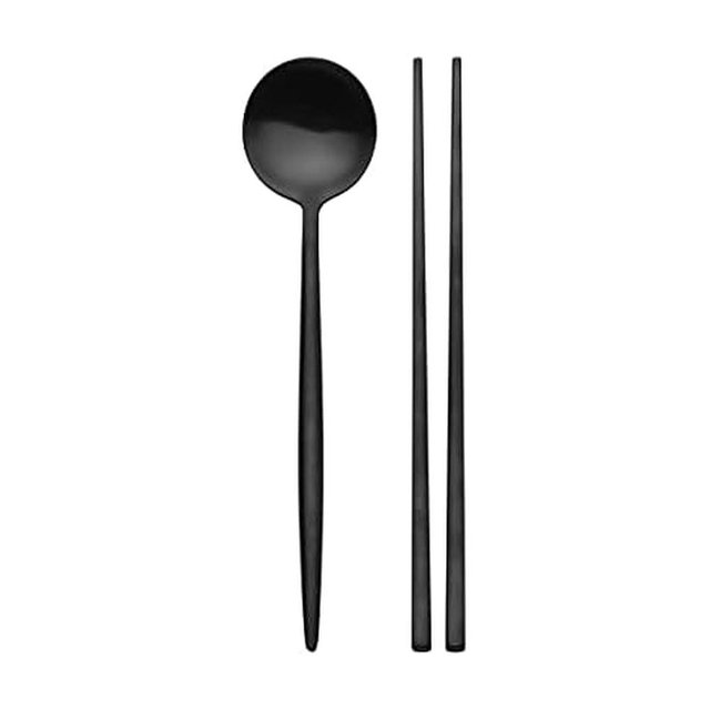 Studio Nova Premium 18/10 Stainless Steel Black Chopsticks & Spoon Set