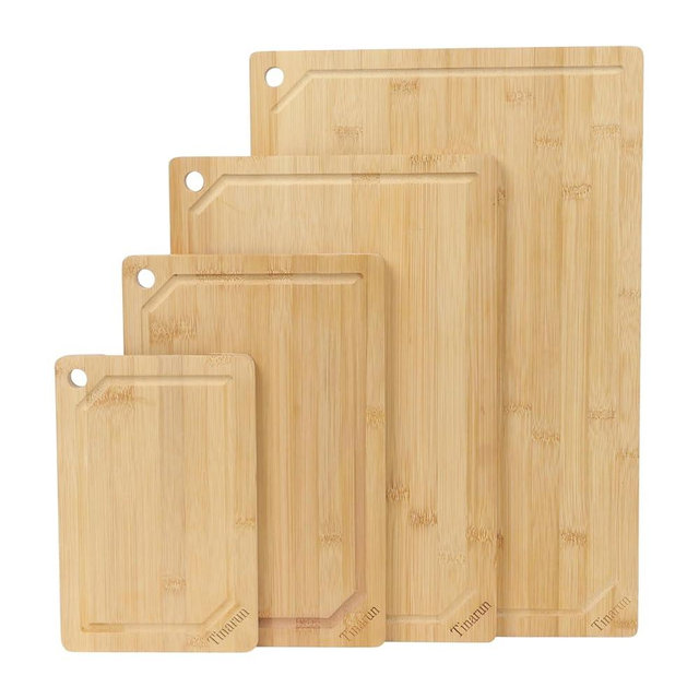 Tinarun 4-Piece Extra Large Bamboo Cutting Board Set – Heavy Duty, Pre-Oiled Chopping Boards with Juice Groove for Meat, Vegetables, Kitchen Prep