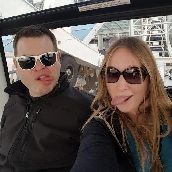 Being silly on the Seattle Ferris Wheel