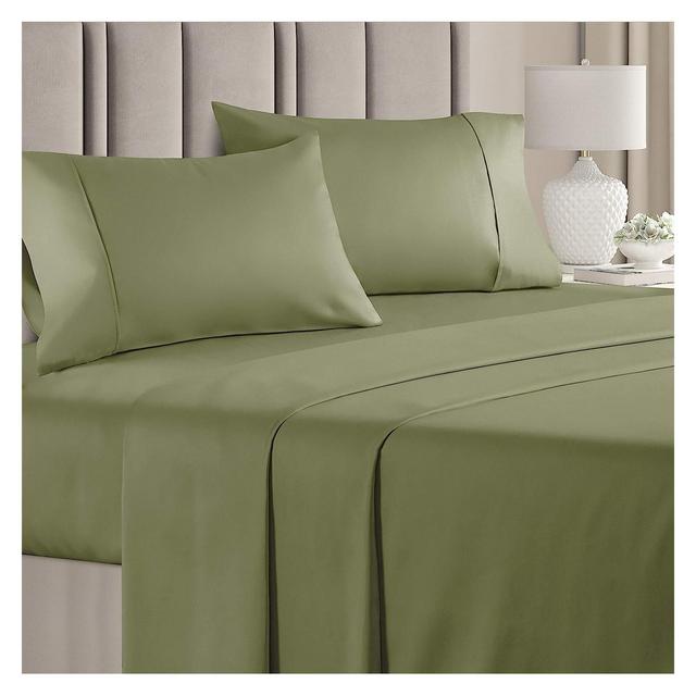 CGK Linens 4 Piece 100% Cotton 400 Thread Count Sheet Set in Sage Green, Size King