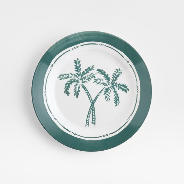 Aspen Rimmed Green Palm Outdoor Melamine Salad Plate