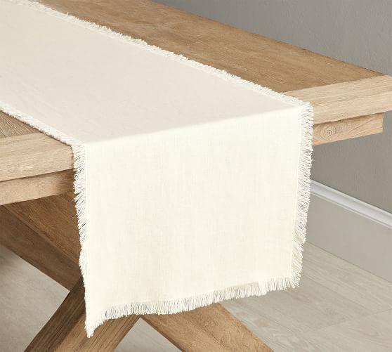Frayed Linen Table Runner - Flax