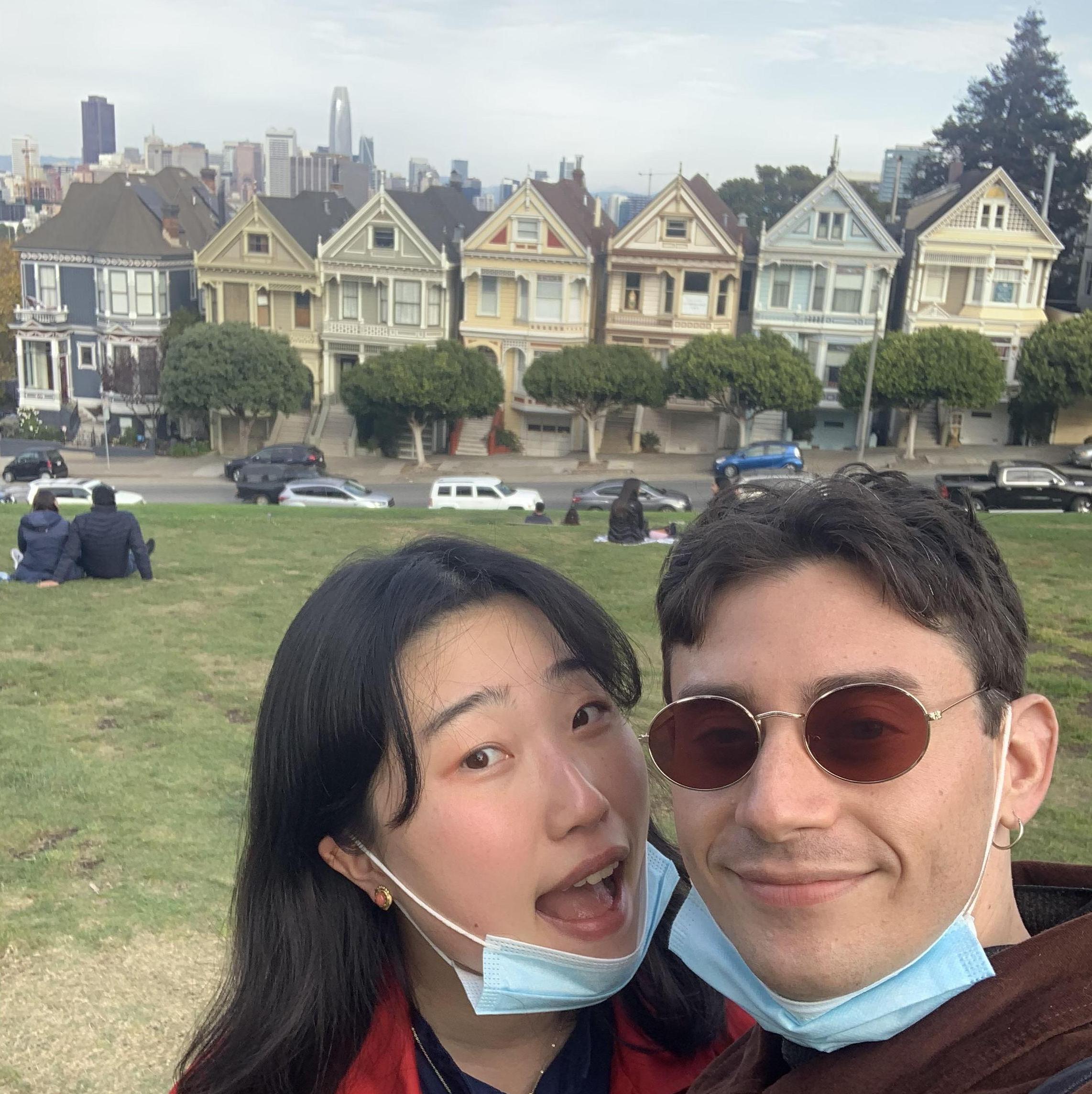Celebrating Haejin's birthday at Alamo Square park in San Francisco