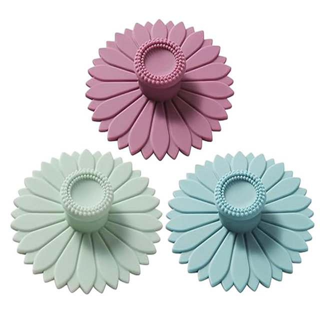 Guxiton Sunflower Silicone Cup Covers (Set of 3), Multicolored Silicone Lids for Mugs, Cups, Flexible Mug Covers, Tea Pots, Hot Cup Lids for Coffee & Tea (3 Count Sunflower lid)