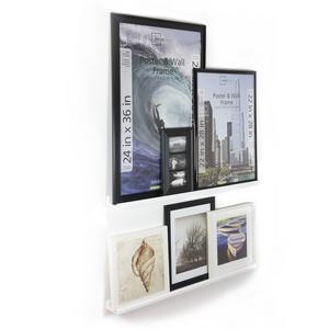 Wallniture Contemporary Floating Wall Shelf Ledge for Picture Frames Book Display White 46 Inch Set of 2