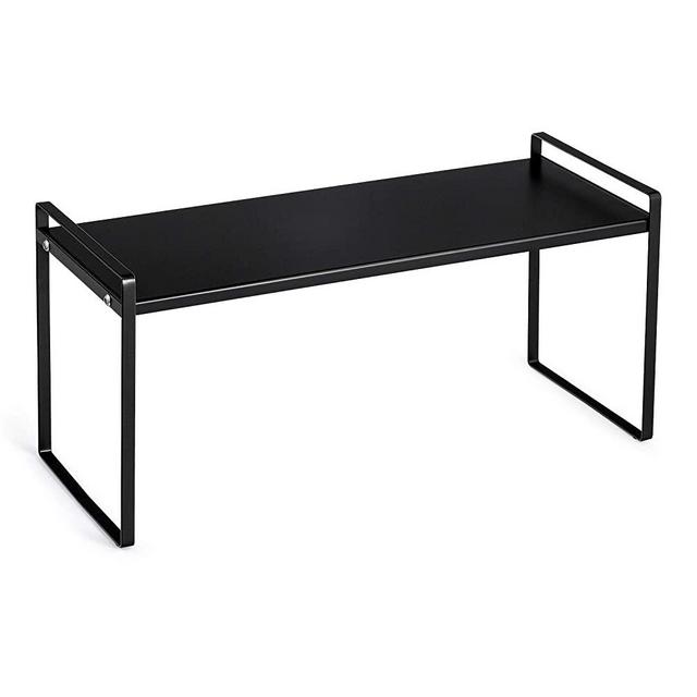 Countertop Organizer, Cupboard Stand Spice Rack, 20" Cabinet Pantry Shelf, Organization and Storage For Kitchen Bathroom, Metal Plate Black