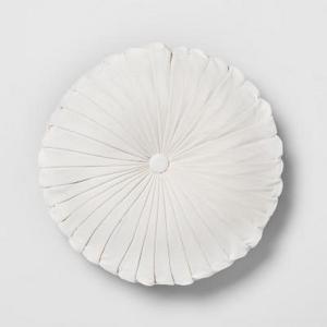 Cream Pleated Velvet Round Throw Pillow - Opalhouse™