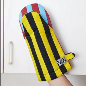 MUSTARD Striped Oven Mitts