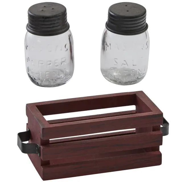 Park Designs Cozy Farmhouse Salt and Pepper with Caddy