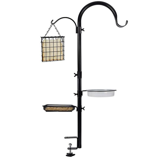 yosager Deck Hook Bird Feeder Pole Bird Bath Feeding Station Kit, Feeder Porch Multi Hook Bird Feeder Railing Hanging Kit, Premium Birdbath for Attracting Wild Birds Bird Feeder Planter Hanger