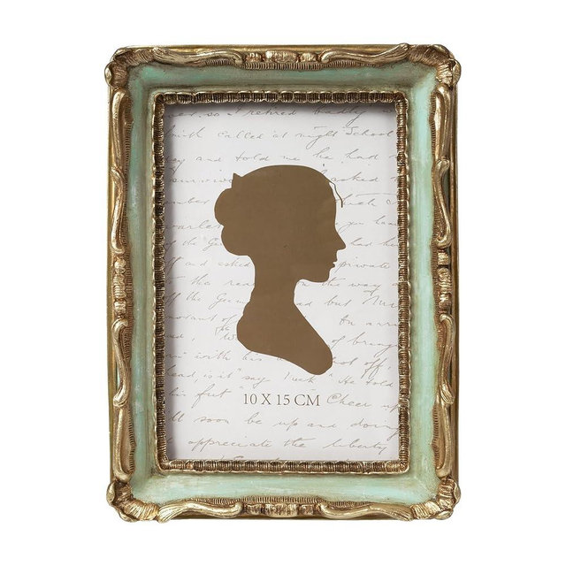 AELS 4x6 Inch Vintage Picture Frame, Elegant Antique Photo Frames with Glass Front, Photo Display, Tabletop Wall Hanging, Gift Ideas,Gold and Green