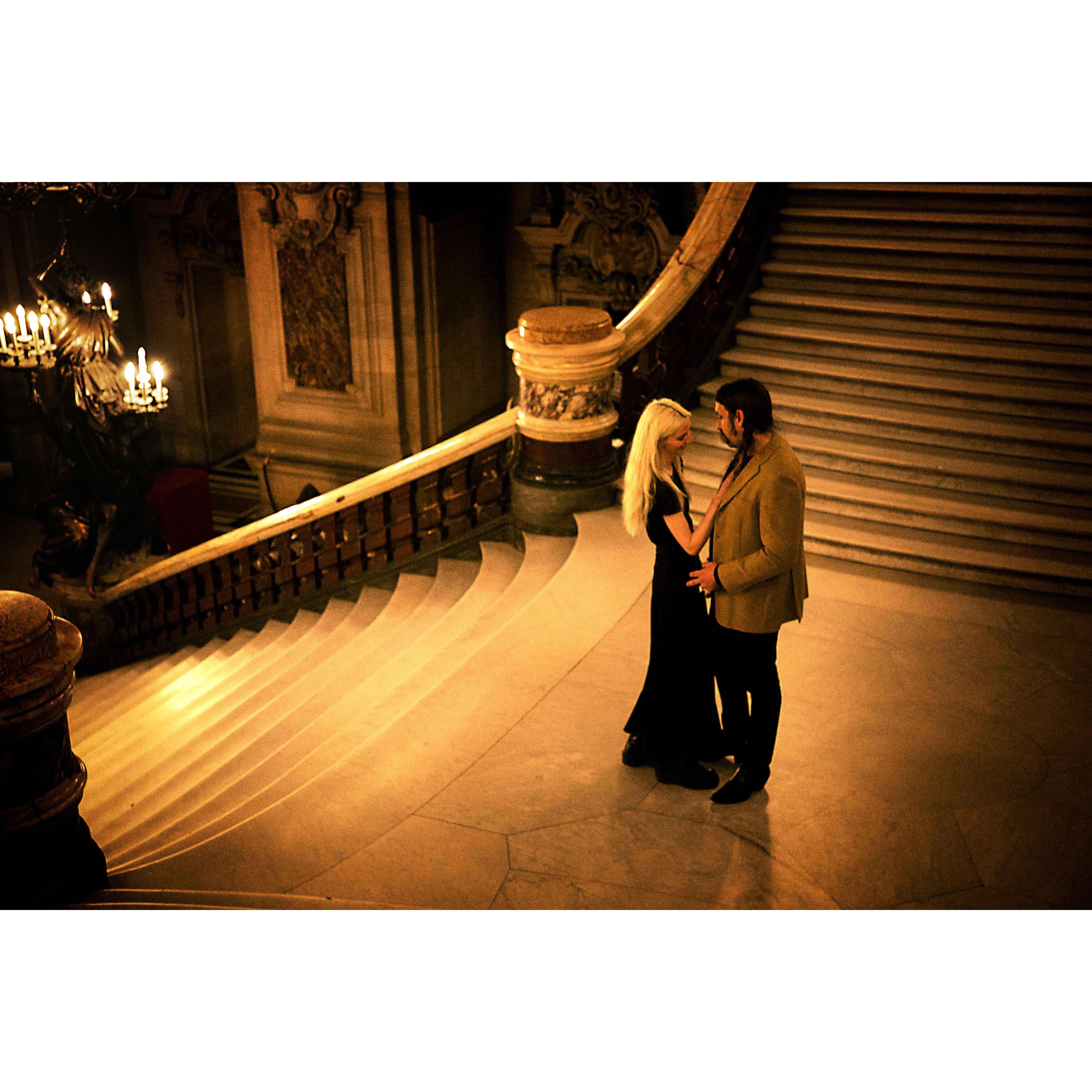 getting engaged at the Palais Garnier in Paris