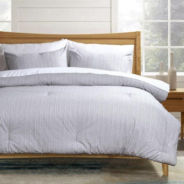 Kylo Retreeve Striped Bed In A Bag Set, Queen, Gray