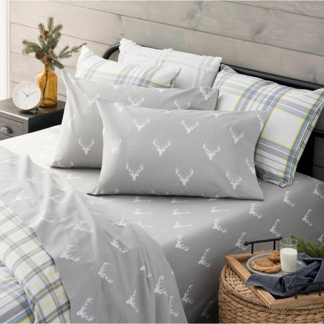 Twin Printed Flannel Sheet Set Deer - Martha Stewart