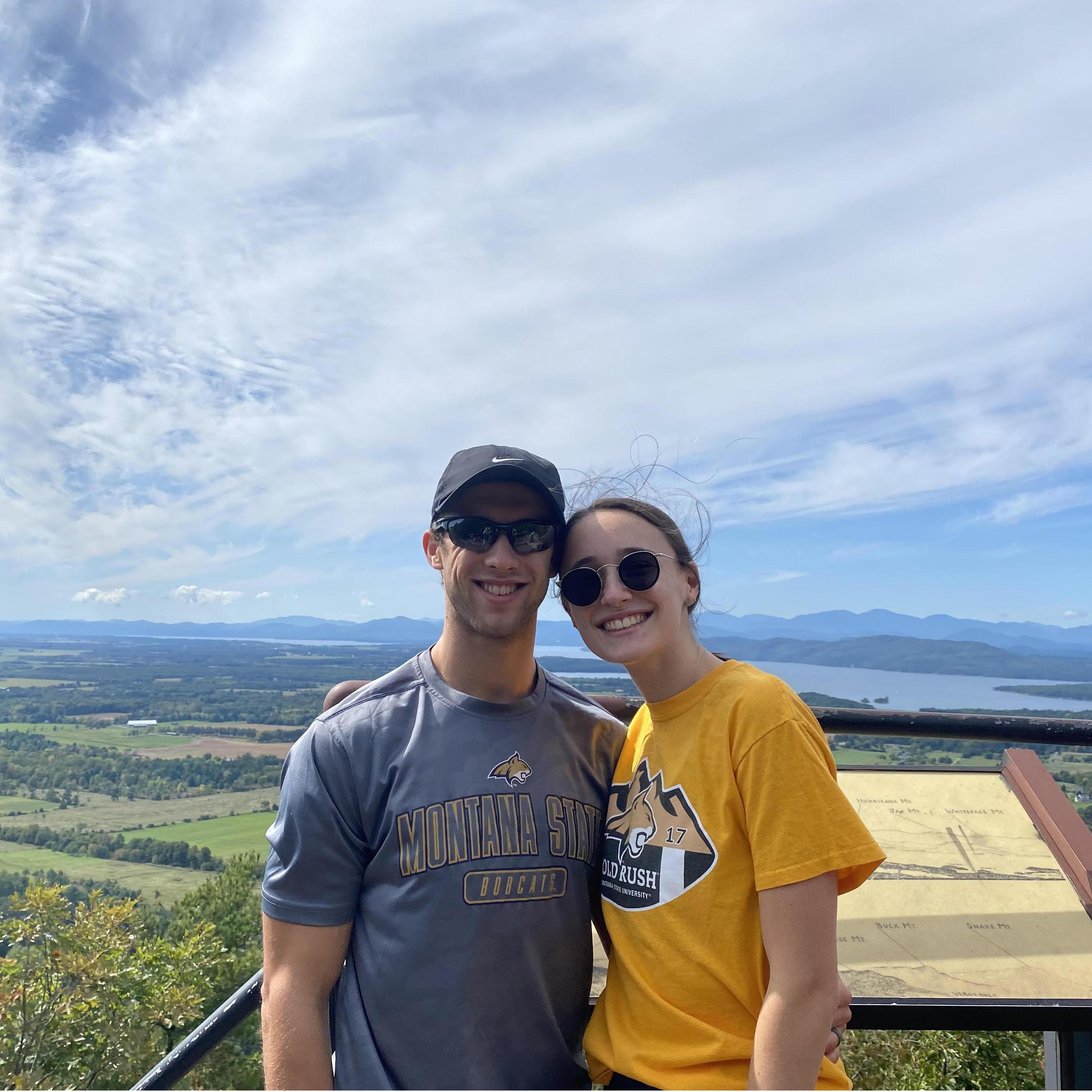 Scoping out New York over Lake Champlain from the top of Mt. Philo!