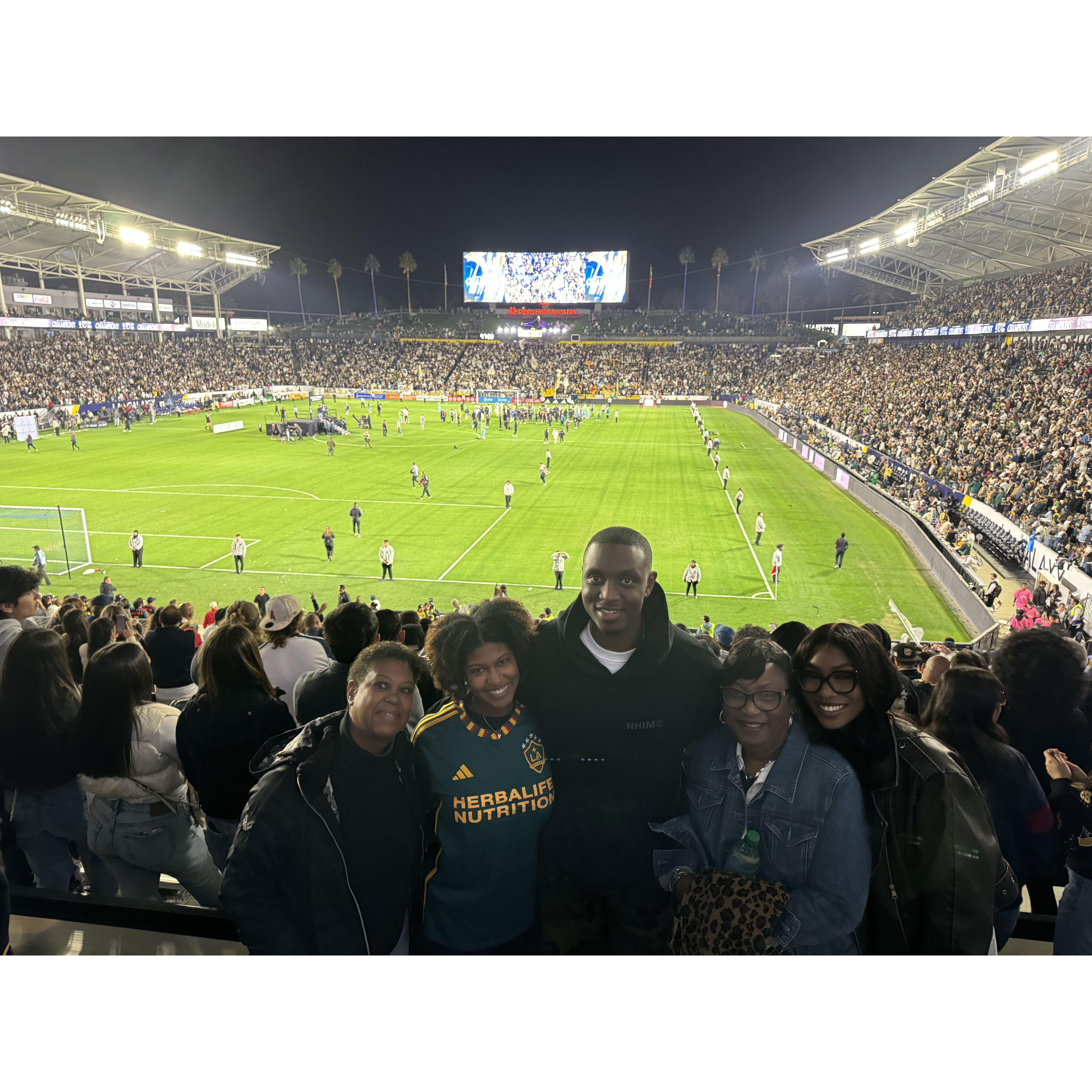 Another LA Galaxy game with our moms and Pervis's sister!