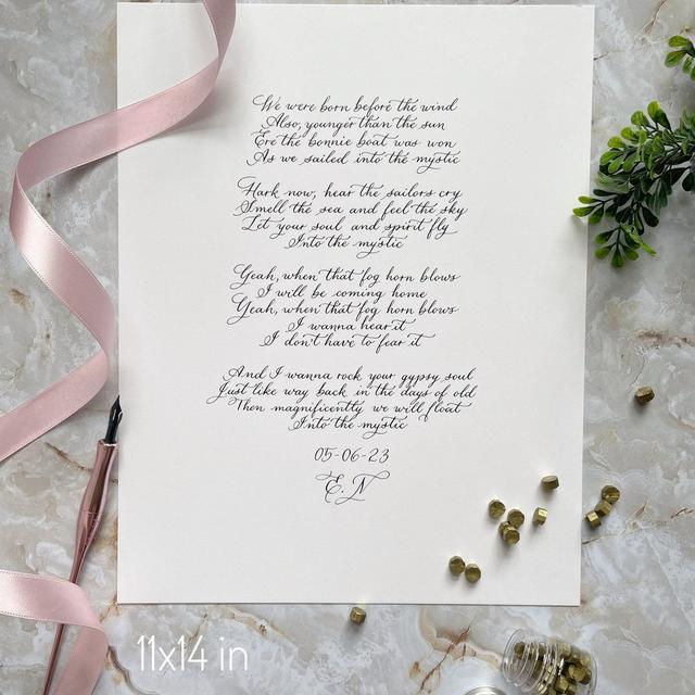 Handwritten letters, Calligraphy Wedding Vows, Valentine’s Day Letter, Anniversary, Love Letter, Poems, Christmas Gift